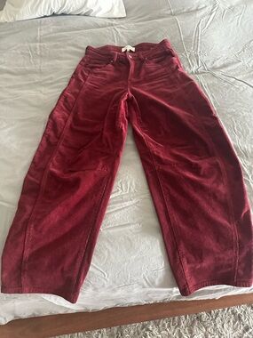 Corduroy Wide-Leg Pants in Deep Burgundy